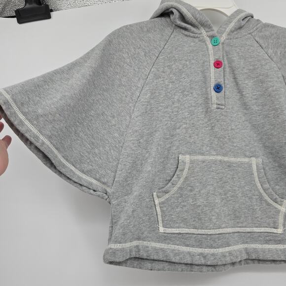 Crazy 8 Girls Button Detail Sweatshirt Hooded Poncho Shirt Jacket Gray Small - Picture 3 of 7
